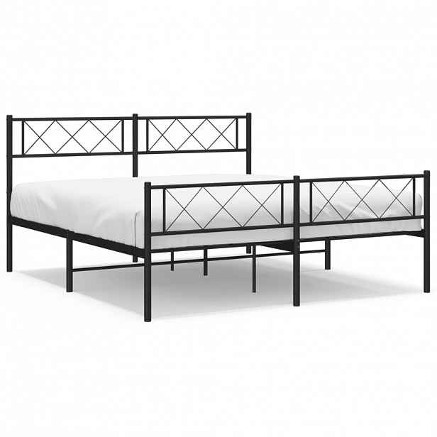 vidaXL Kovový rám postele s hlavovým a nožním čelem černý 140 x 200 cm
