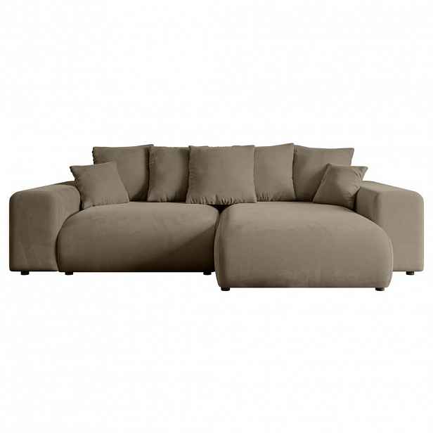 ALTDECOR ROHOVÁ SEDACÍ SOUPRAVA s otomanem vpravo ESKAR-L 266x176x72 hnědý velur