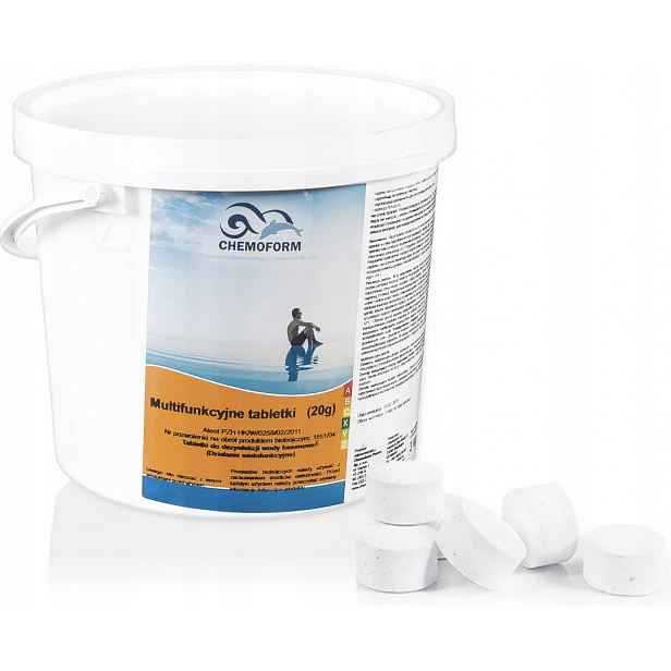 Chlor Malé Multifunkční Chlorové tablety Bazén Jacuzzi Chemoform 20 g 3 kg