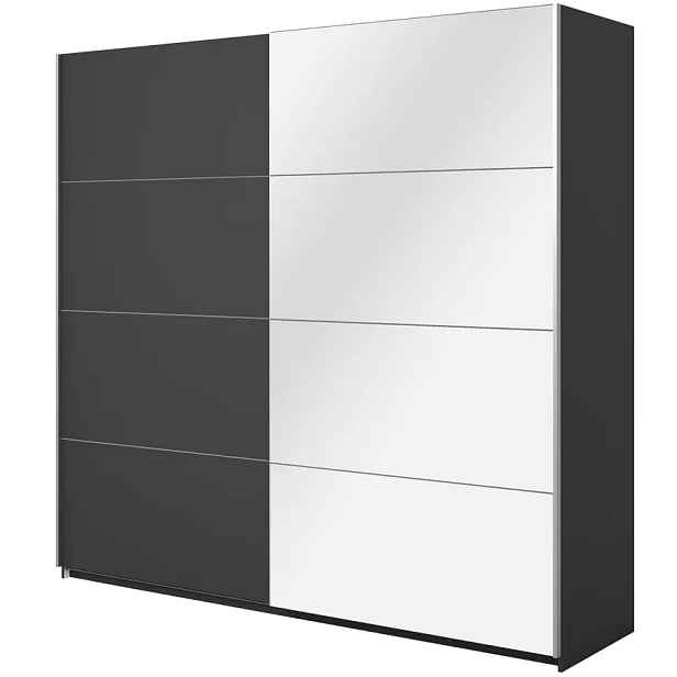 Skříň 221 cm Beta 58 černá/zrcadlo