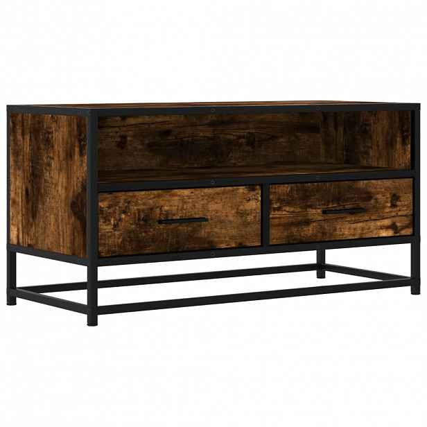 vidaXL TV skříňka kouřový dub 80 x 34,5 x 40 cm kompozitní dřevo a kov