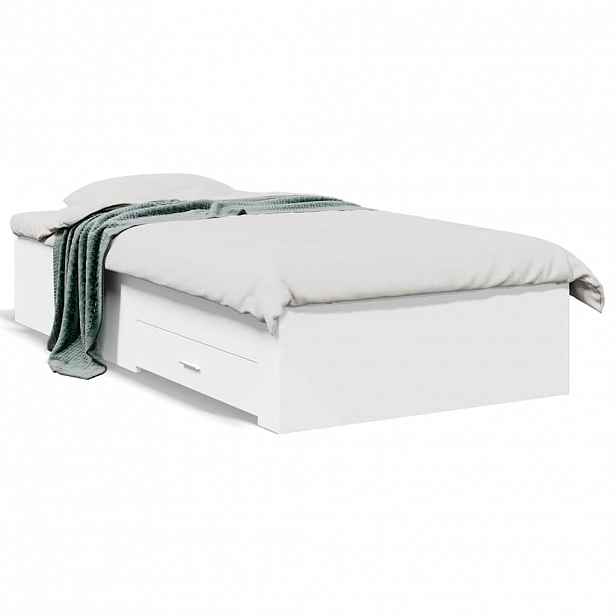 vidaXL Rám postele se zásuvkami bílý 90 x 190 cm kompozitní dřevo