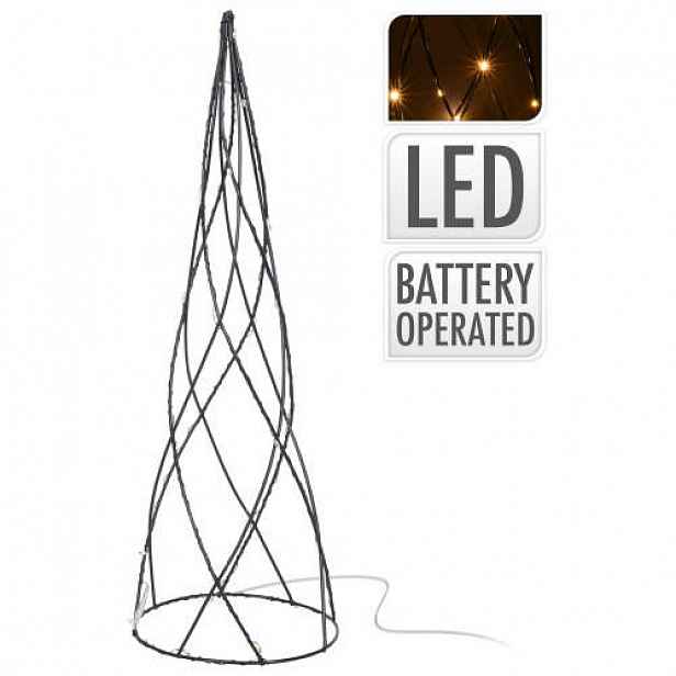 Kužel svítící kovový LED na baterie černý 40cm