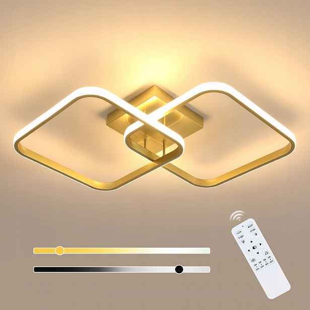 Led stropní závěsné svítidlo zlaté čtvercové moderní stmívatelné dálkové ovládání 50W