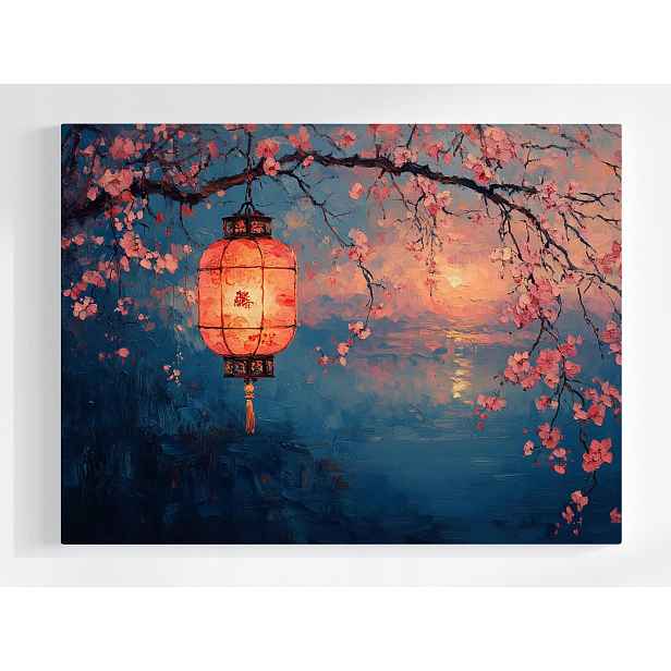 Plakát Večer Temnota Višeň Japonsko Lampion Světlo 100x75