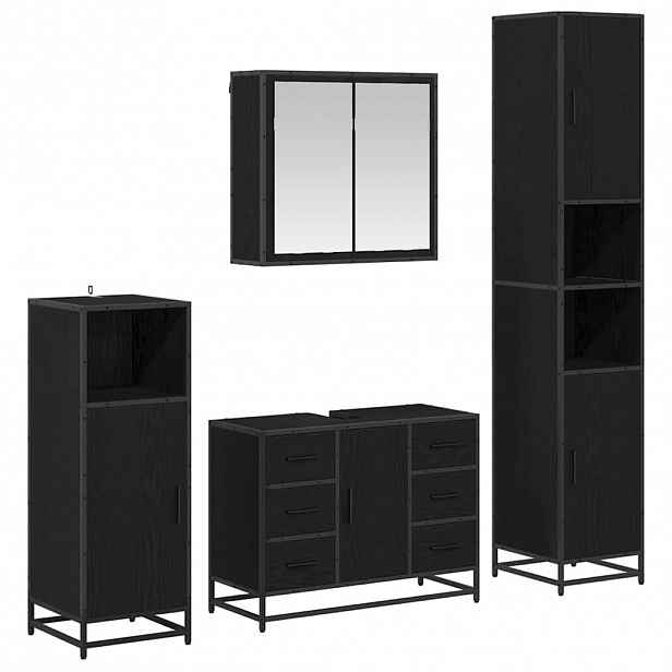 vidaXL Sada koupelnového nábytku 4 ks Černý dub 80 x 33 x 60 cm