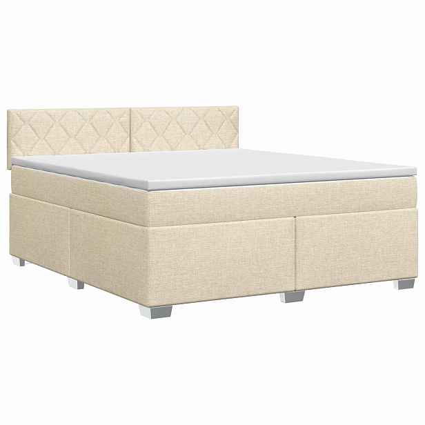 vidaXL Postel boxspring s matrací s čelo Krémová 180 x 200 cm Textil