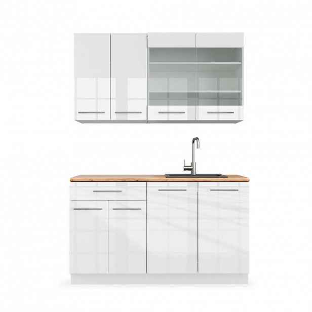 Vicco JEDNOTKOVÁ KUCHYNĚ Fame-Line Bílá vysoký lesk/bílá 140 cm , PD Dub
