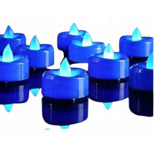 24 x Led Svíčky Tealight 3,8x3,5 Modré Bezplamenné Halloween