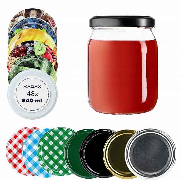48x Skleněná Zavařovací Sklenice 540ml Sklenice na džem Víčko FI82