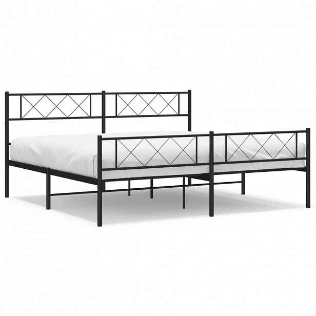 vidaXL Kovový rám postele bez matrace s nožním čelem černý 180x200 cm