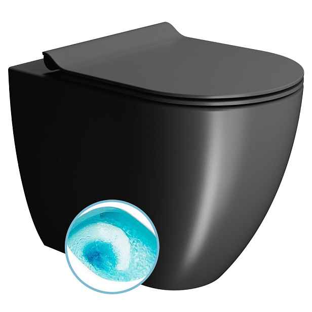 GSI PURA WC mísa stojící, Swirlflush, 36x55cm, spodní/zadní odpad, černá dual-mat
