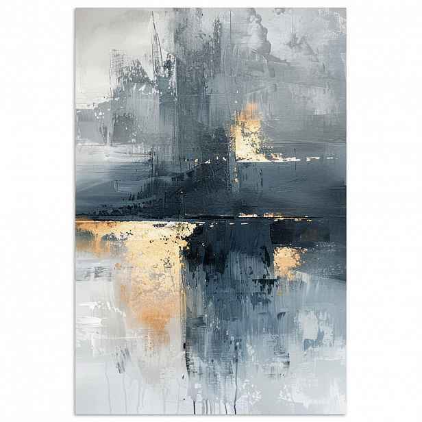 MuchoWow PLAKÁT Umění - šedá - zlatá - abstraktní 20x30 cm