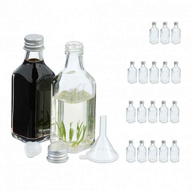 Relaxdays LAHVIČKY Transparentní Stříbrná set-20-ks 50 ml