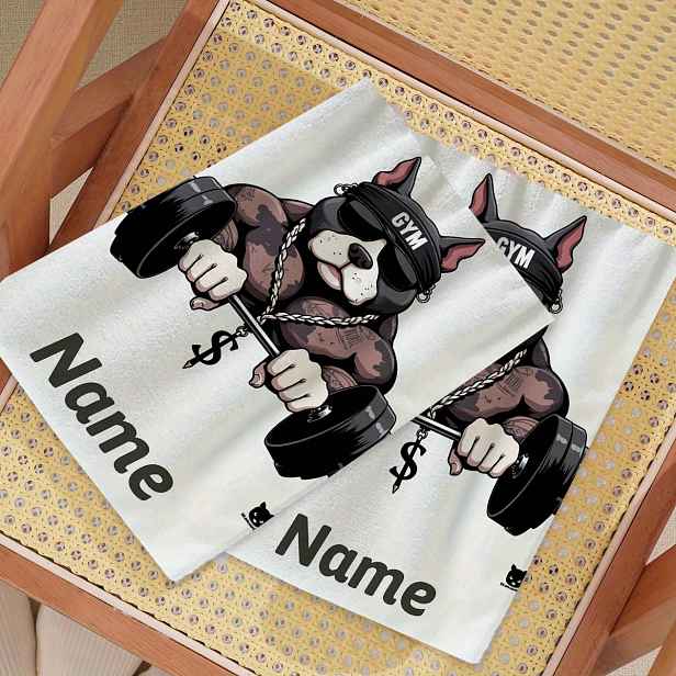 TEMU 1 ks, Vlastní jméno, Kreslený psa, Kreslený anime ručník, Pruhovaný design, Ručník do koupelny, Rychleschnoucí savý ručník, Ručník v severském