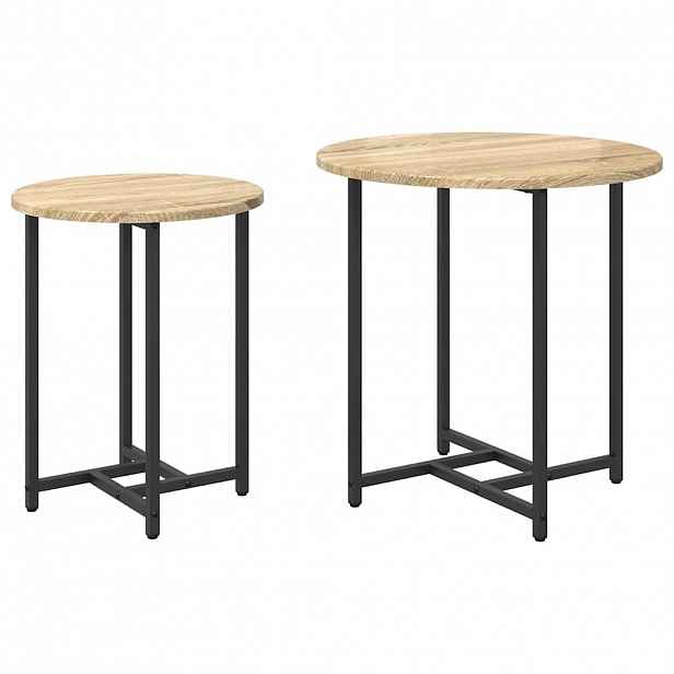 vidaXL Sada odkládacích stolků 2 ks Sonoma dub a černá 50 x 50 x 50 cm