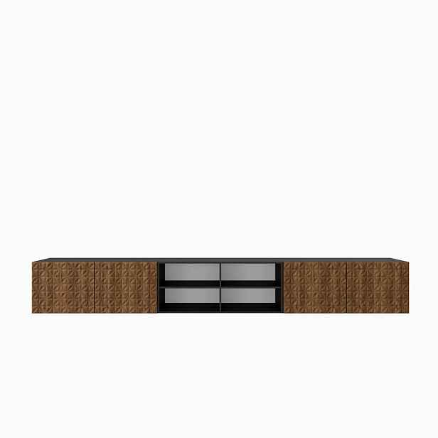 MASSENO ZÁVĚSNÝ TV STOLEK ROVA, 300/41/40 cm, černý /, dekor dub