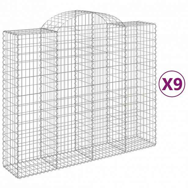 vidaXL Klenuté gabionové koše 9 ks 200x50x160/180cm pozinkované železo