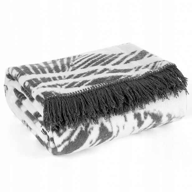 Deka Akryl 220x240 Eva Minge ocelová bílá zvířecí potisk zebra