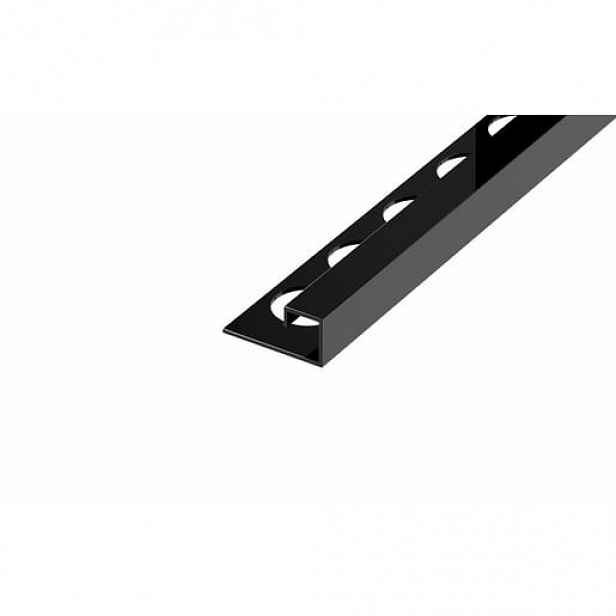 Lišta ukončovací "P" Eviso black lesk, nerez PVD, délka 270 cm, výška hrany 10 mm, FIPB0002