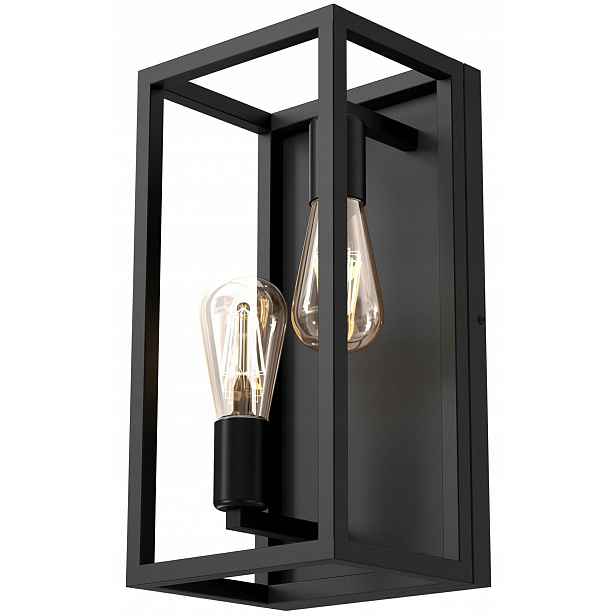 Nástěnná lampa Loft Industriální klec Nástěnné svítidlo Frame Černá 2xE27