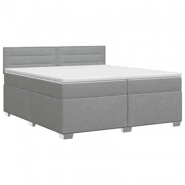 vidaXL Postel boxspring s matrací Světle šedá 200 x 200 cm Textil