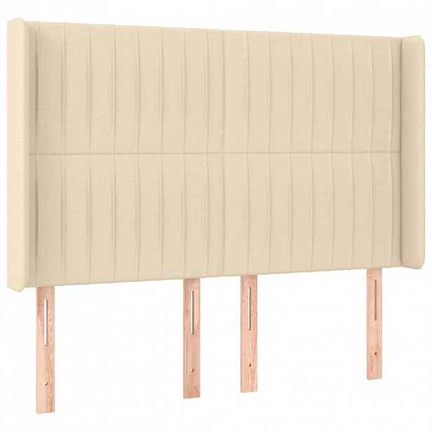 vidaXL Čelo postele typu ušák krémové 147x16x118/128 cm textil