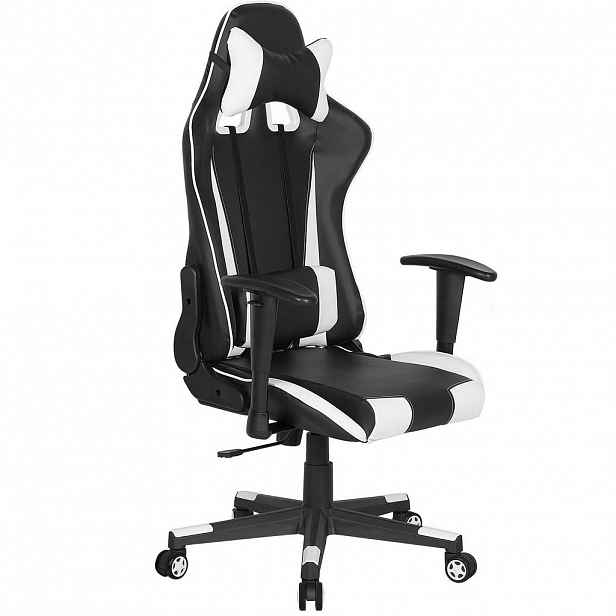 Beliani KANCELÁŘSKÁ ŽIDLE Umělá kůže Černá/Bílá Gamer