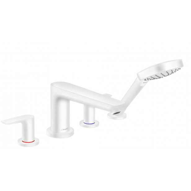 Hansgrohe Talis E - Vanová baterie na okraj vany, 4-otvorová instalace, matná bílá 71748700