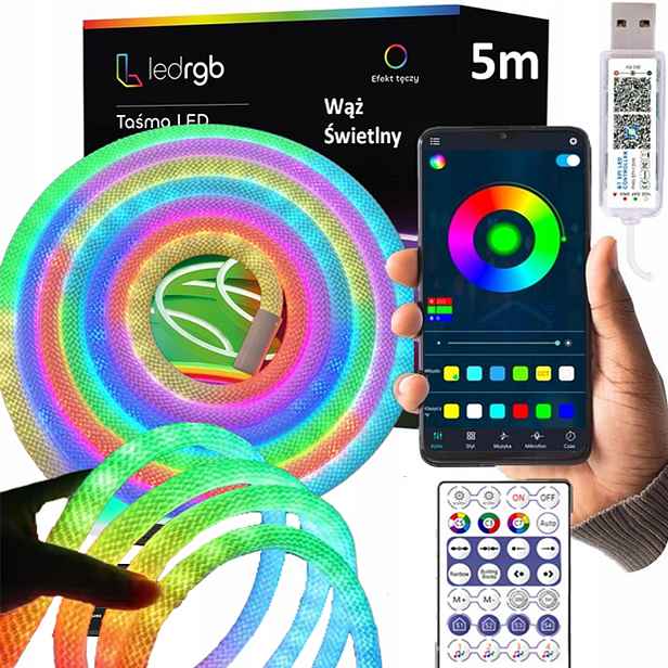 Led Páska 5M Usb Neon Hadice Rgb IC Bluetooth Aplikace Dálkový Ovladač Duha 5V IP65