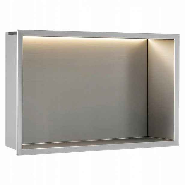 Półka wnękowa Rea Led stal szczotkowana 30/45/10