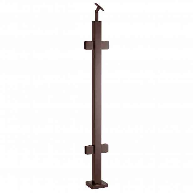 Průchozí sloupek pro skleněné zábradlí 110 cm Hnědý 40x40 mm Loft