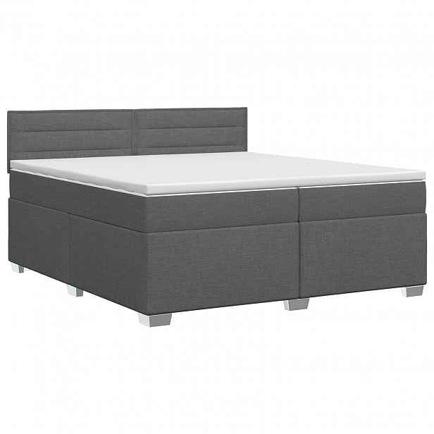 vidaXL Postel boxspring s matrací Tmavě šedá 200 x 200 cm Textil