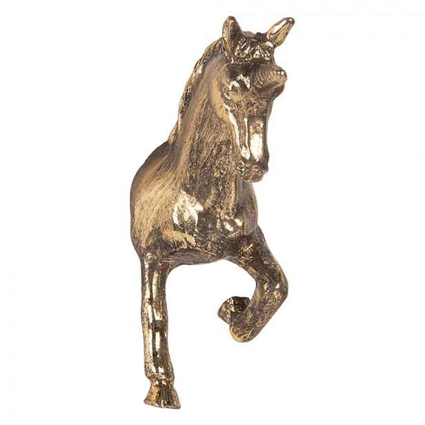 Zlatá antik kovová úchytka kůň - 3*9*8 cm Clayre & Eef