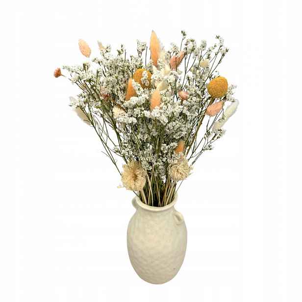 Kytice sušených květin do vázy Ivory – limonium, lagurus, kraspedia