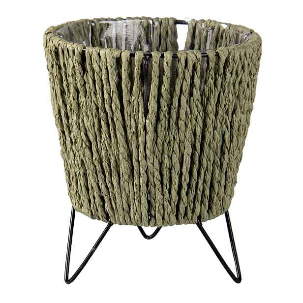Pletený obal Bambo na kovových nohách na květiny  - Ø 11*18 cm Clayre & Eef