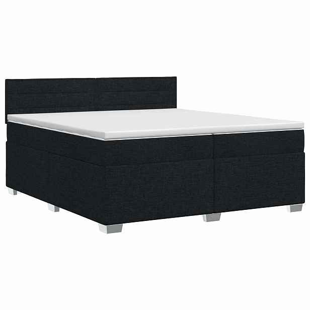 vidaXL Postel boxspring s matrací s čelo Černá 200 x 200 cm Textil