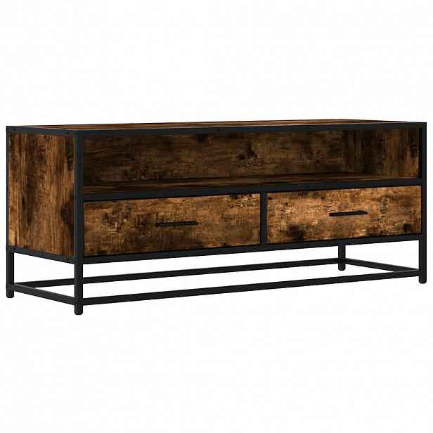 vidaXL TV skříňka kouřový dub 100x34,5x40 cm kompozitní dřevo a kov