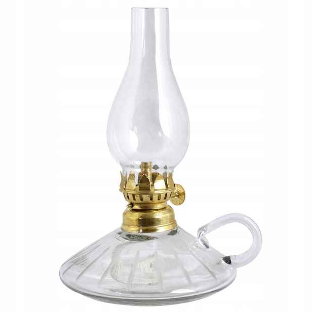 Lampa Nafta skleněná průhledná lampion do obývacího pokoje zahrady dárek 18 cm