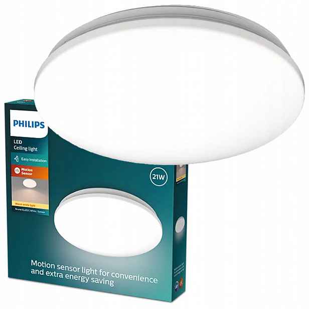 Stropní Svítidlo Stropní Svítidlo 21W 2500lm 2700K Snímač soumraku Bílá Philips