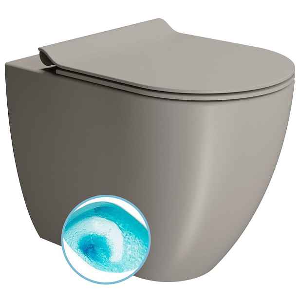 GSI PURA WC mísa stojící, Swirlflush, 36x55cm, spodní/zadní odpad, tortora dual-mat