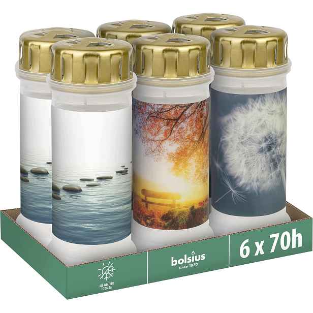 Hřbitovní Svíčky Náhrobní Svíčky 6 Ks S Motivem 70H S Víkem
