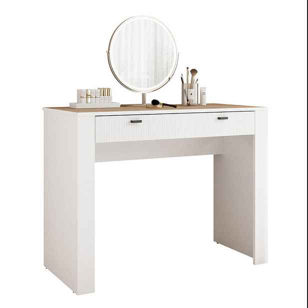 Idohome TOALETNÍ STOLEK AVENA se 2 zásuvkami, 102 cm, bílý / dub