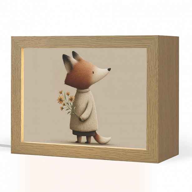 OnlyWow NOČNÍ LAMPIČKA Liška - Žluté květy - Minimalistický 20x15 cm