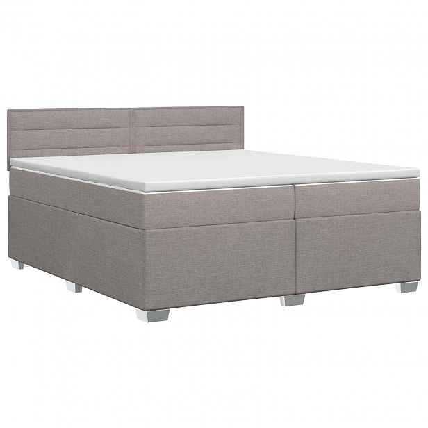 vidaXL Postel boxspring s matrací s čelo Taupe 200 x 200 cm Textil