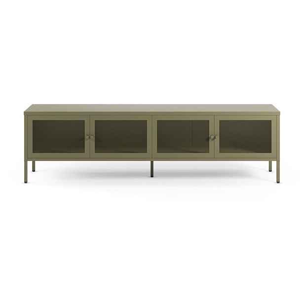 Zelený kovový TV stolek 160x50x35 cm Fayna – Marckeric