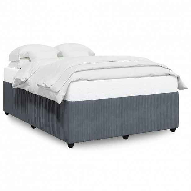 vidaXL Rám postele bez matrace tmavě šedý 140 x 190 cm samet