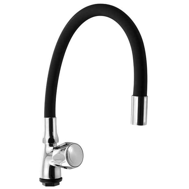 Aqualine Stojánkový ventil 1/2", flexibilní ramínko, chrom/černá mat