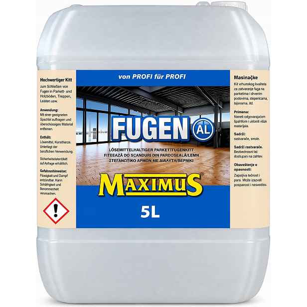 Maximus Fugen Al 5L alkoholová stěrka, plnidlo na parkety s prachem