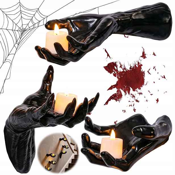Závěsný Svícen Halloween Ruce 3KS Černý Pro Dům A Zahradu Na Párty